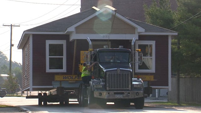 Indiana Fair Habitat House is moved down the road