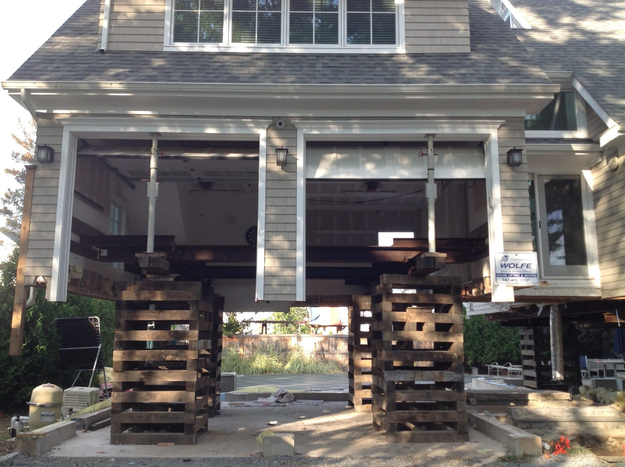 lifting the garage in Farfield, CT