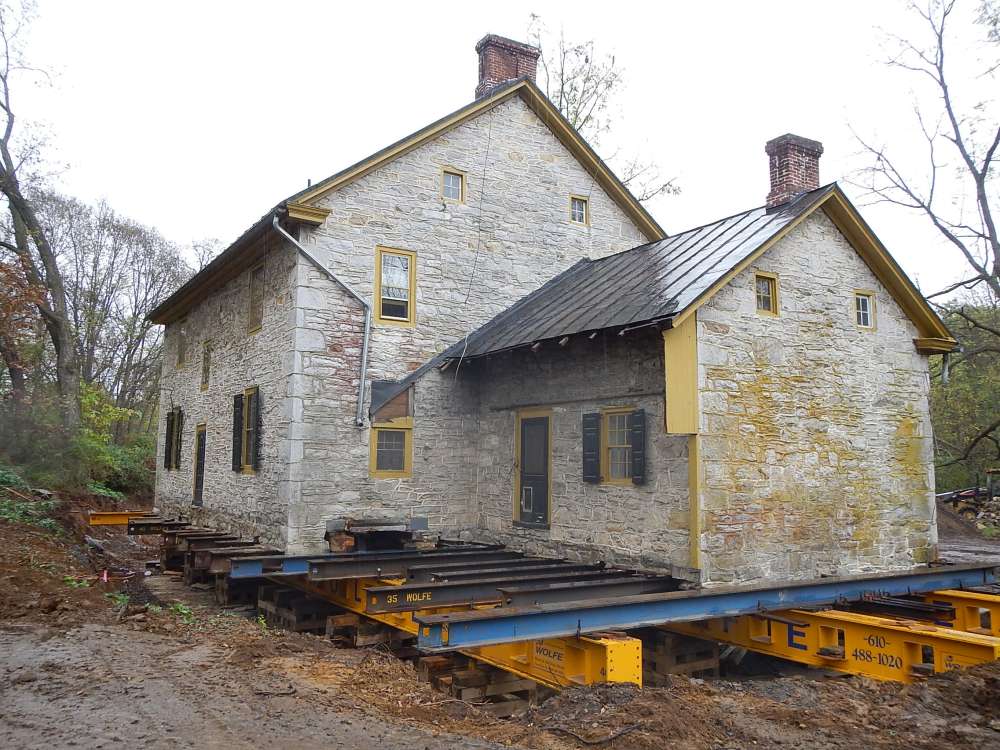 lifting the historic stone house in Carlisle, PA