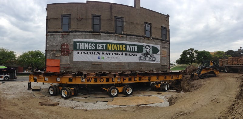 brick building relocation des moines, IA