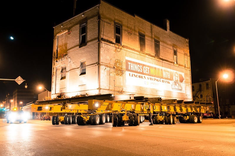 brick building relocation des moines, IA