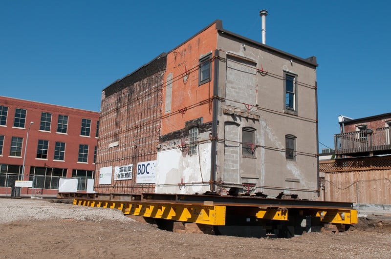 brick building relocation des moines, IA