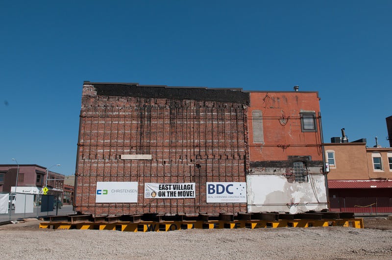 brick building relocation des moines, IA