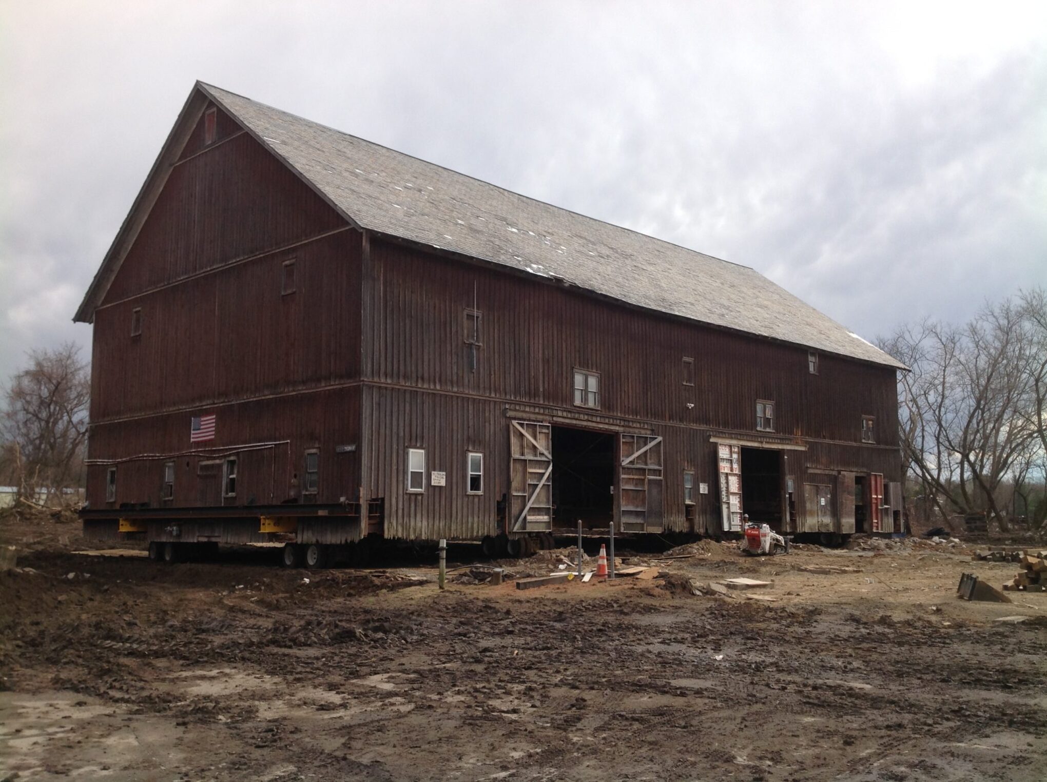 Historic Hilton Barn Move in New Scotland, NY Front Angle