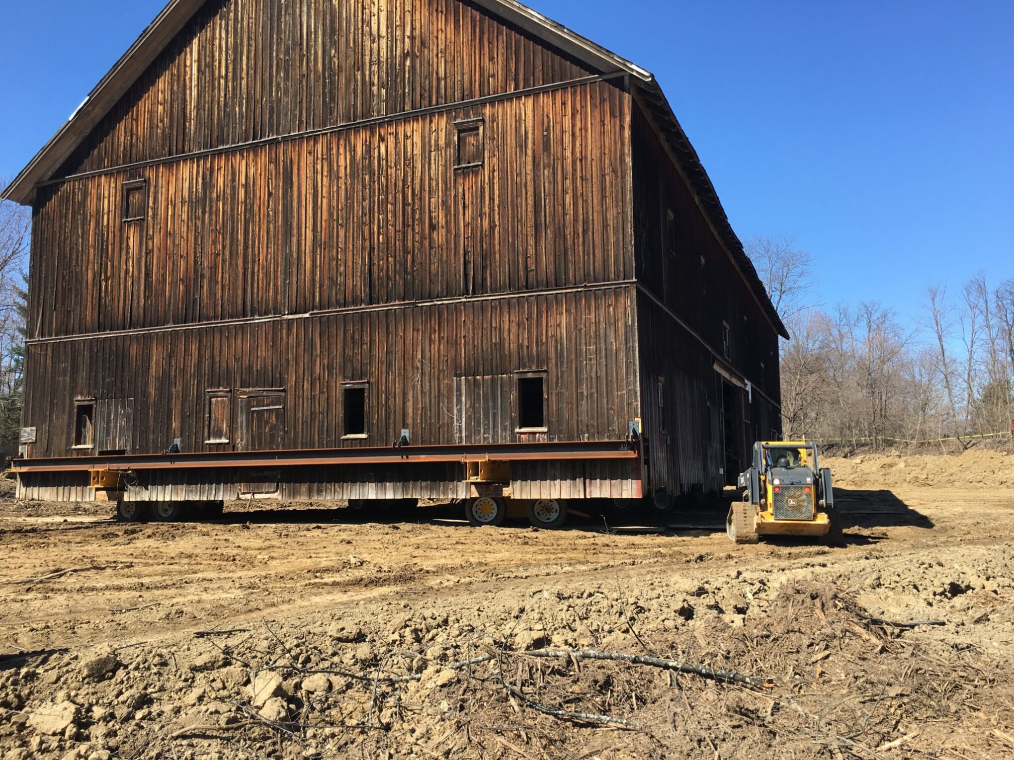 Historic Hilton Barn Move in New Scotland, NY Lifted Side