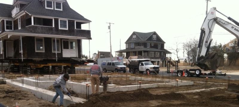 foundation work on house lifting and moving project in Mantoloking, NJ