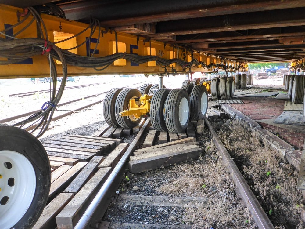 Oak Cribbing protects the rails and creates a solid move road.