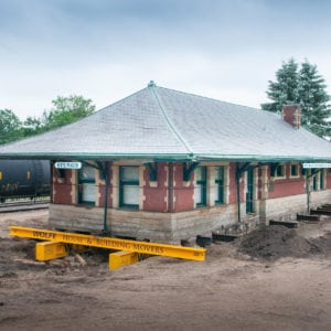 Sturgis Railroad Depot begging stages of support.