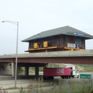 New Lenox Depot Moving over bridge on dolly.