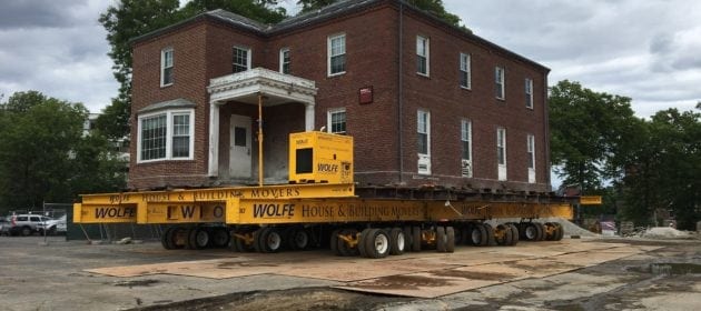 Historic House on dolly wheels turned.