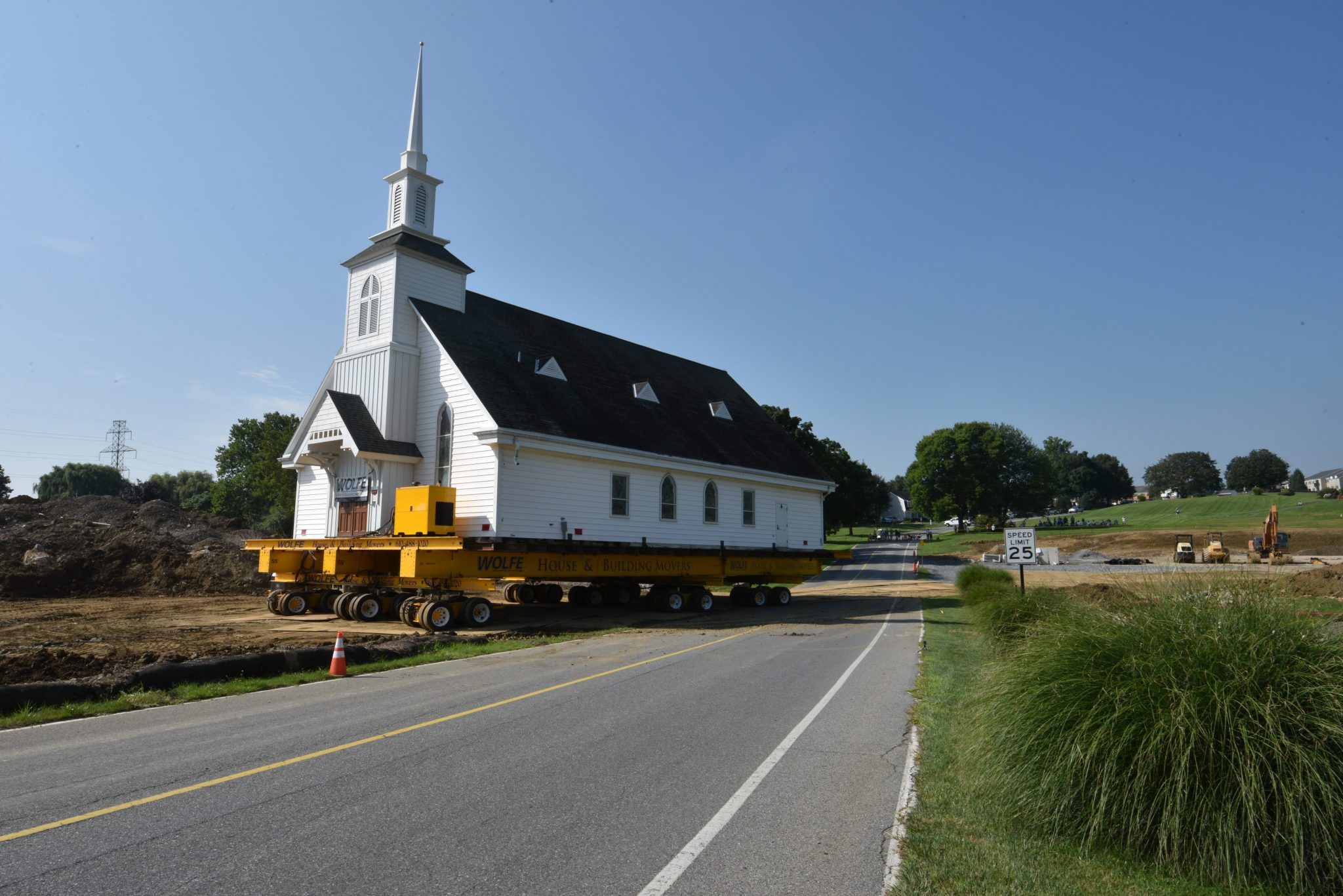 Willow Valley Chapel on dolly merging onto road.