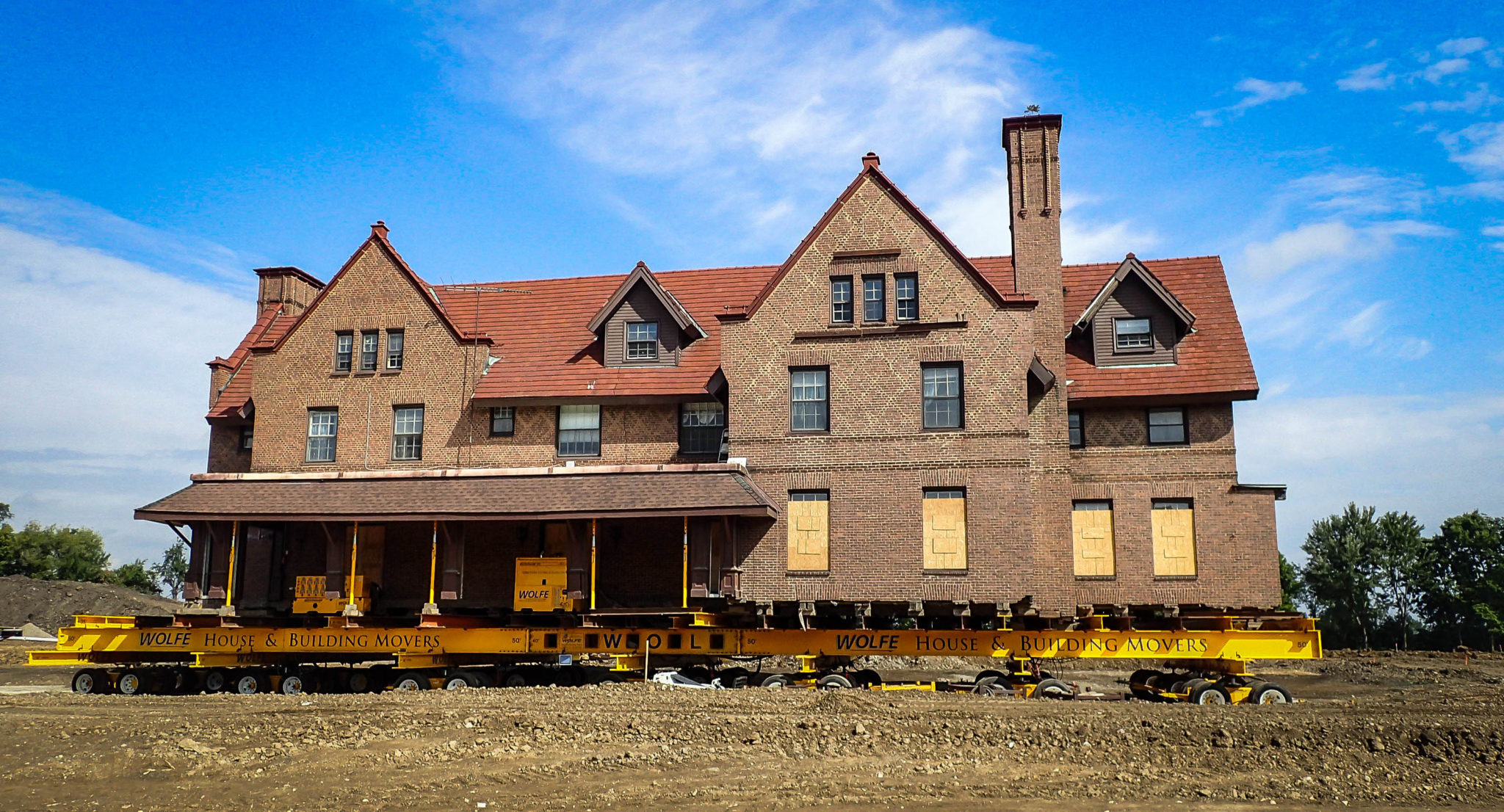 Seven Gables Mansion moving on dolly.
