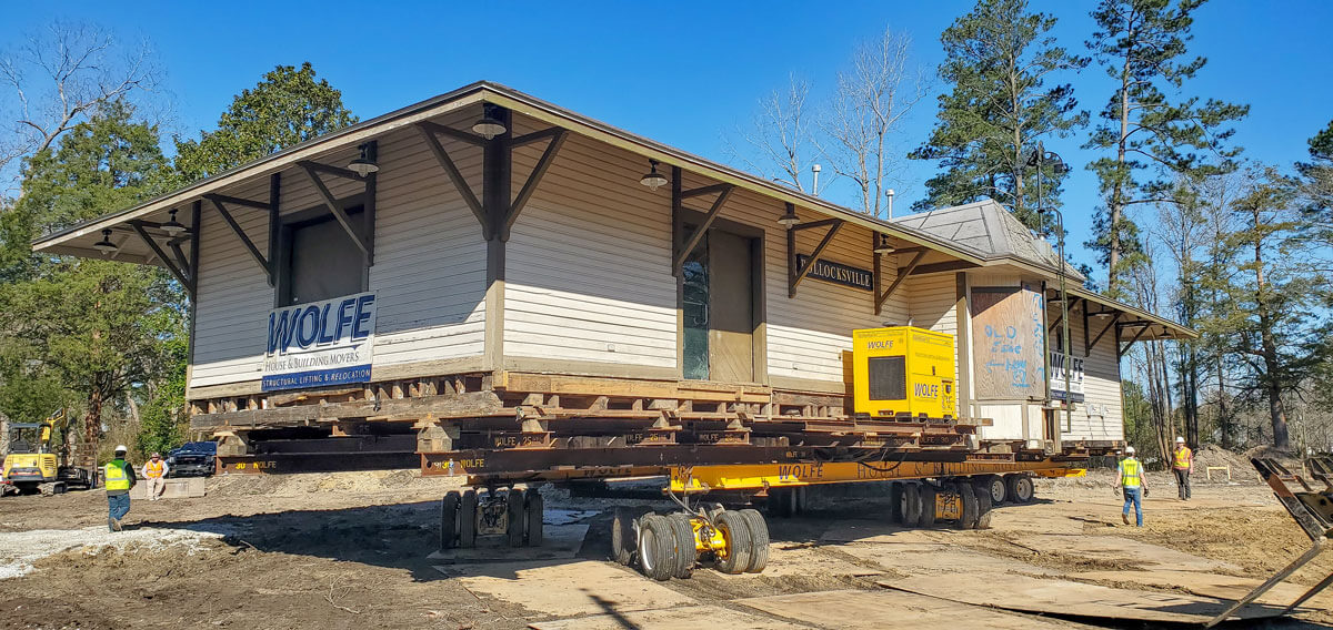Pollocksville Depot is moved to its new location
