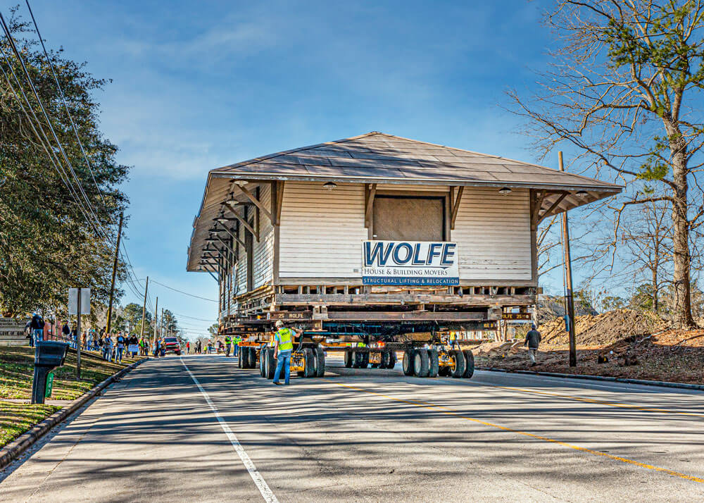 Pollocksville Depot en route to its new location