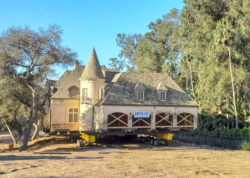 Garage view of Montecito house being relocated