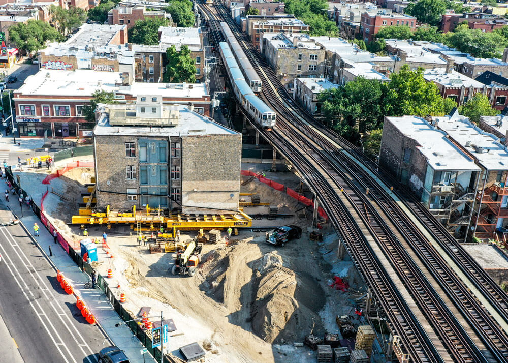 Aeriel view of the Vautravers Building slid forward from rail tracks