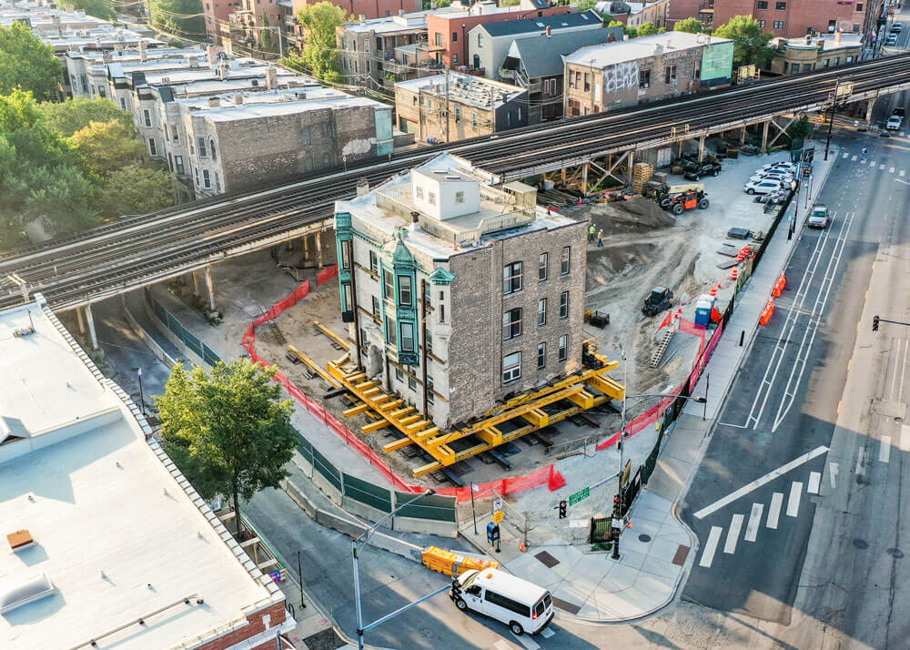 Aerial view of Vautravers Building in final position