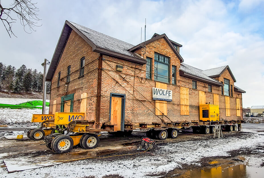 Brick Building on Dollies in Coeymans NY