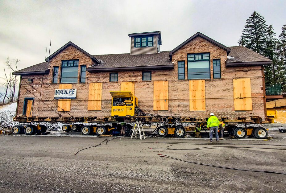 Brick Building Relocated Over New Slab