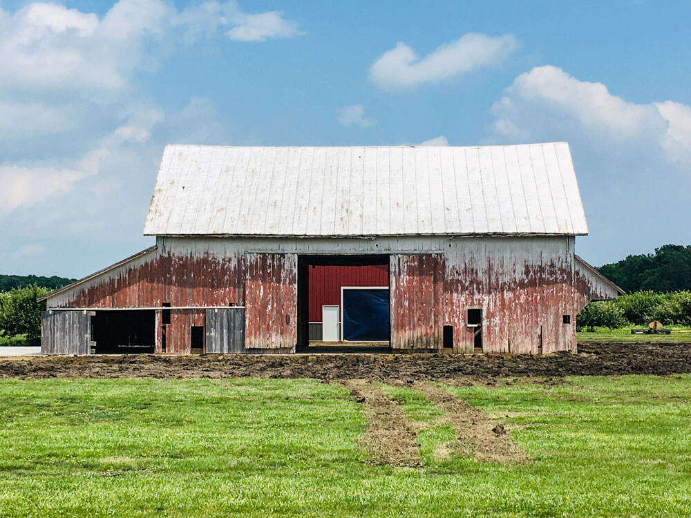 Apple barn in place at new location