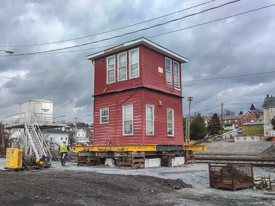 The Brunswick rail tower sits on crib