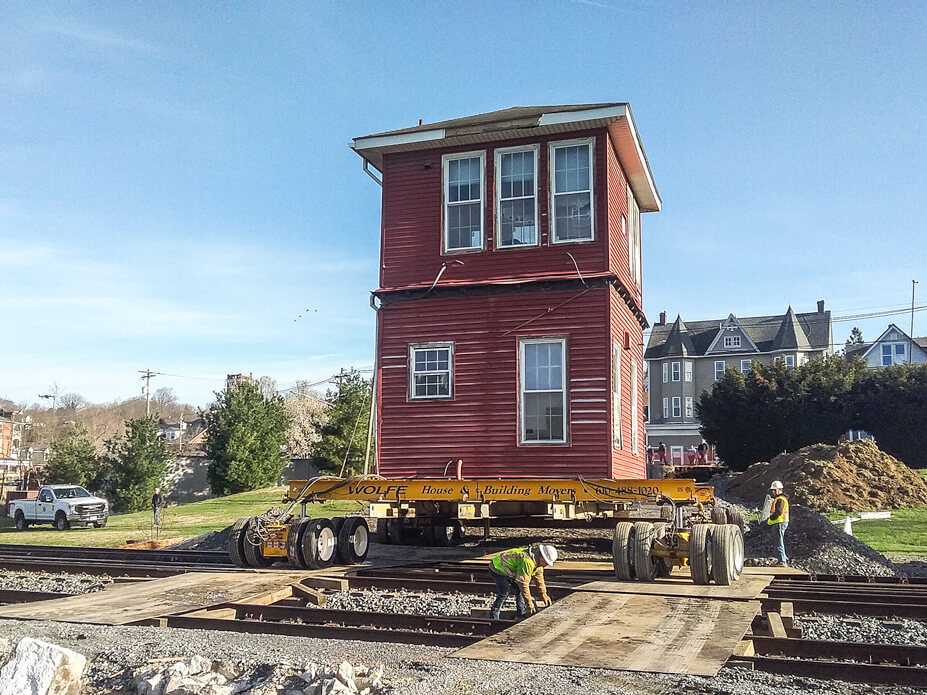 Brunswick rail tower crosses train tracks