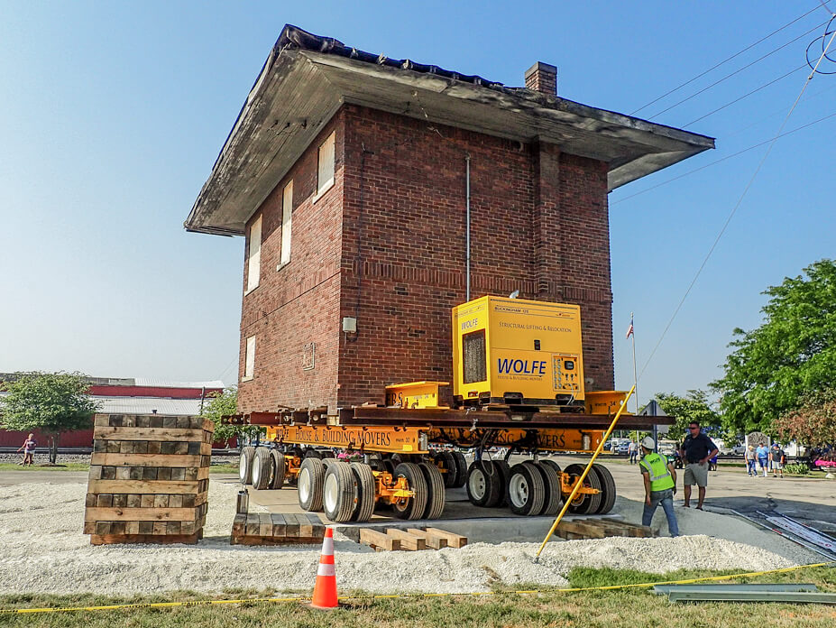 Union City rail tower sits over new foundation