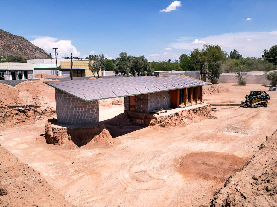 Guest House at David and Gladys Wright House is excavated for relocation