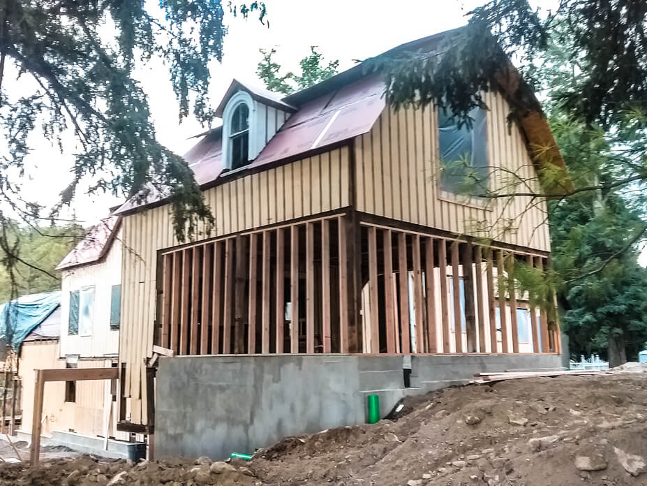 New framing supports a side wall on Wolfe's barn lift