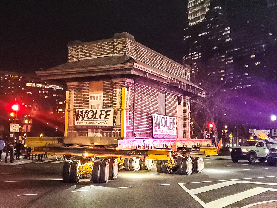 Wolfe drives a small brick gas station along move route in Philly