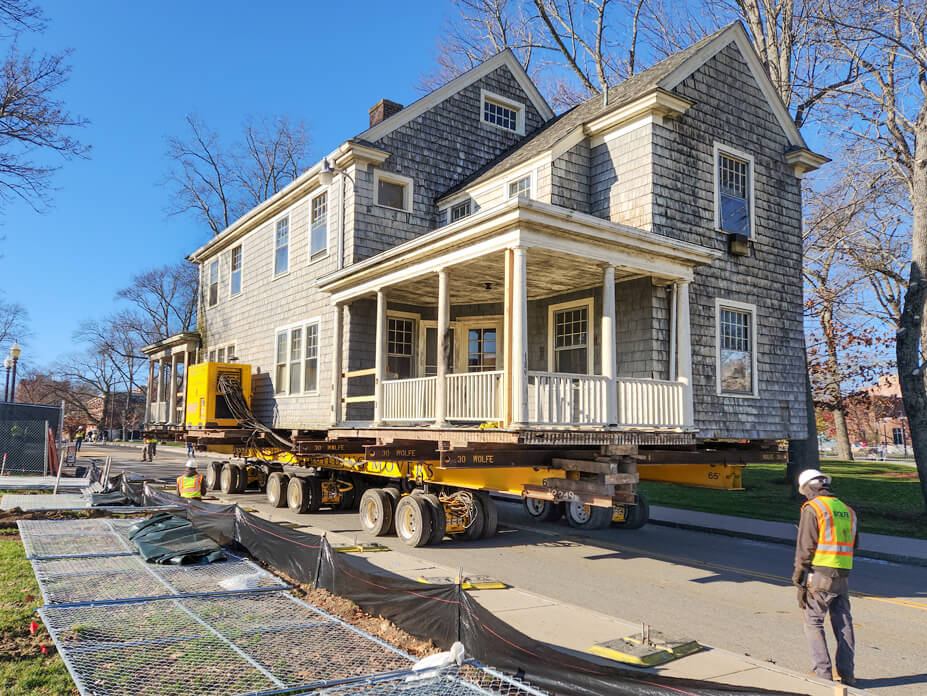 Wolfe foremand drives UConn house down center of street during relocation