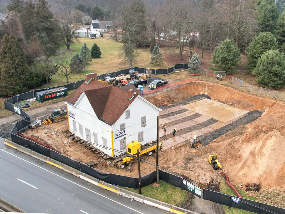 Drone view of Underground Railroad house relocation