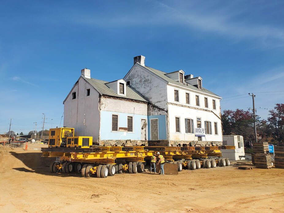 stone house on Wolfe beams and dollies