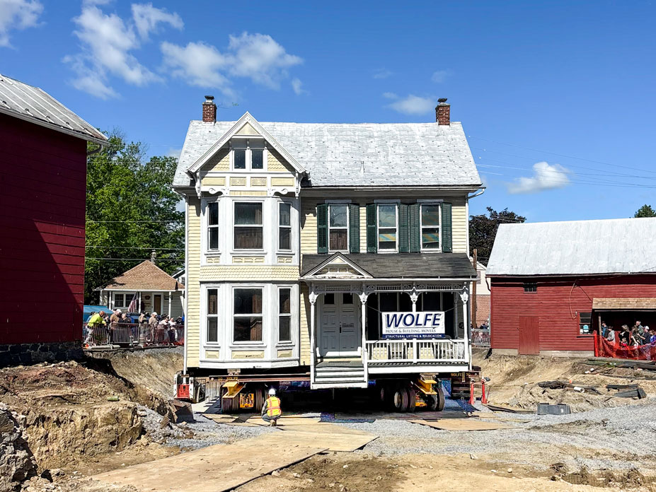 Shot of the home moving to its new position