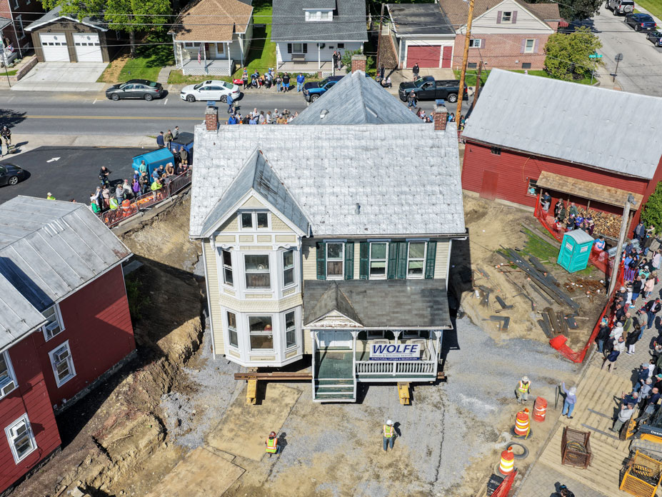 Top view of the home in its new location.
